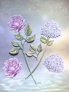 CARNATION  Die Cuts .card topper..elegant stems. ROSE / HYDRANGEA..LILAC..16 pcs