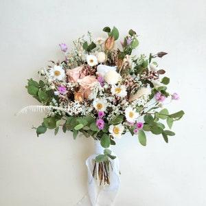 Pale Peach Dried Flower Bouquet, Wedding Bouquet, Wedding Floral Arrangement