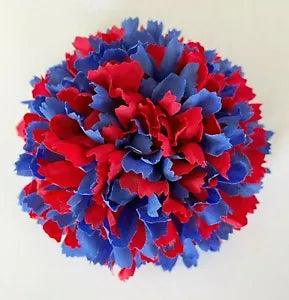 Handmade 3.5" Red & Blue Carnation Silk Flower BROOCH Lapel Pin