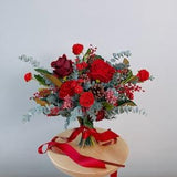Red and Burgundy Christmassy Silk Flower Bouquet,  Bridal Bouquet, Wedding Bouquet, Faux Flower Bouquet, Artificial Flower Bouquet