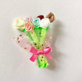 Floral Hair Bow | Flower Hair Clip | Holiday Bouquet of Flower Hair Bow | Flower Girl Baby Headband | Rose Bouquet Glitter Tulle Hair Bow