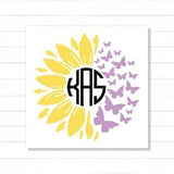 Custom Sunflower Butterfly Monogram Decal | Monogram Decal | Sunflower Decal | Vinyl Decal | Laptop Decal | Tumbler Decal | Car Decal