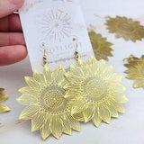 Gold Sunflower Earrings - Sunflower Jewelry - Extra Large Earrings