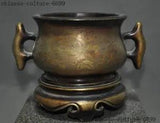 NEW LISTING6"Marked Old Chinese joss Bronze Auspicious Peony Flower Incense Burner censer