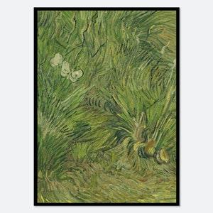 Vincent Van Gogh Garden with Butterflies Vintage Painting Poster Wall Art Print | Colorful Nature Green Plants Antique Retro Landscape V43B