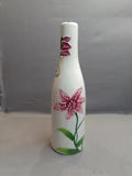 Tall Skinny White Porcelain Handpainted Lilies On Stem Textured Vase