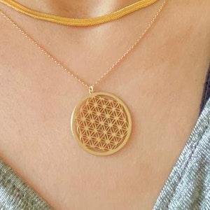 Flower of Life Necklace, Gold Necklace, Celestial Necklace, Gift to Her, Mothers Day Gift