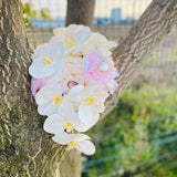 READY TO SHIP, Cascade wedding bouquet,  White orchid bridal bouquet, Peony bouquet, White Wedding bouquet, Orchid cascade bouquet,
