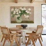 Greenish lily flower oil wall painting,Floral bouquet original acrylic painting for home decor, Modern impressionist painting on canvas