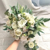 Wedding Bouquet White Ivory Bouquet White Flowers Bridal Bouquet Eucalyptus Wedding White Green Package Artificial Flowers Wedding Decor