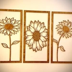 Sunflower mandala wall art, 3 panel available in 12 finishes, decor wall art original
