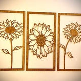 Sunflower mandala wall art, 3 panel available in 12 finishes, decor wall art original