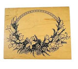 Vintage PSX Large Flower Oval Frame Wreath Lily Tulip Rose Rubber Stamp K413