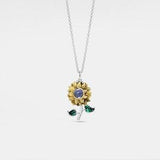 PERIMADE Sunflower Projection Necklace ? Personalized Picture Inside Pendant ? Sterling Silver Keepsake Jewelry ? Trendy Best Friend Gift