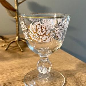 Vintage Libbey Rose Bouquet Pattern Champagne Glasses, or Short Desert Cups