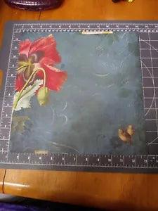 12" Scrapbook Paper 4p K&Co Blossom Floral Glitter Wren Peony fairy believe teal
