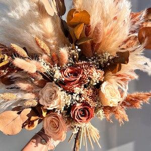 Bridal fall wedding bouquet, Rustic bridal bouque, Dried wedding bunch, Boho wedding bouquet, Rust autumn bouquet, Pampas grass floral set