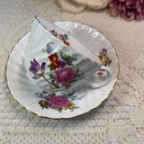 AYNSLEY Tea Set FLORAL BOUQUET, Vintage Teacup and Saucer 1950, Tulip and Rose and Wildflowers