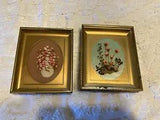 LOT OF 2VINTAGE DRIED FLOWERS WALL ART UNDER GLASS 5 X 6