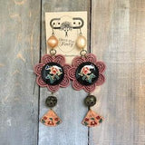 Dolce & Gabanna Inspired Statement Bold Butterfly Orchid Flower Upcycled Earrings