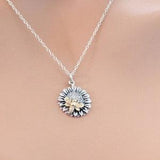 Sterling Silver Sunflower Charm with Bronze Bee Necklace, Sterling Silver Sunflower Charm with Bee Necklace, Sunflower with Bee Necklace
