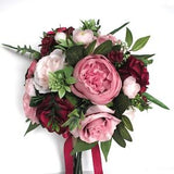 17-piece Wedding Bouquet set, Bridal Bouquet package BURGUNDY MAUVE Dusty pink BLUSH Rose Gold, Wedding bouquets, Bridesmaid RosesandDreams