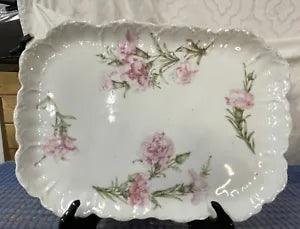 Vintage Royal Bavarian Germany PMB Floral Pink Carnation China Tray