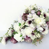CASCADING WEDDING BOUQUET , Purple Wedding Bouquet , Real Touch and Silk Bouquet , Peonies , Calla lilies ,