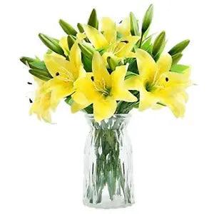 8Pcs Artificial Tiger Lily Bouquet Latex Lilies Flower Bouquet with Rods for
