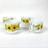 Vintage yellow daisy floral teacups set of four.