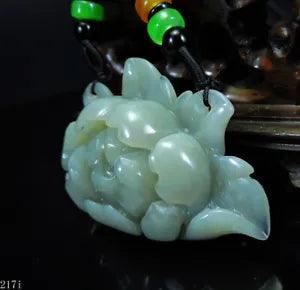 NEW LISTING100% Natural Hand-carved Jade Pendant Jadeite Necklace peony flower 217i