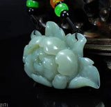 NEW LISTING100% Natural Hand-carved Jade Pendant Jadeite Necklace peony flower 217i