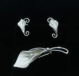 VINTAGE CURTIS CURTMAN UNCAS STERLING SILVER CALLA LILY Brooch PIN & Earrings