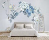 3D Blue Peony Flower ZHUA5765 Wallpaper Wall Murals Removable Self-adhesive Amy