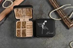 Floral Jewelry Case, Personalized Birth Flower Jewelry Box