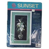 New Sunset Calla Lilies Counted Cross Stitch Kit Black Background 8"X16" #13569