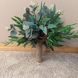 Rusty Brown Bridal Bouquet/Rustic Boho Flower Bouquet/Diamond Roses and Eucalyptus/ Willow Greenery/Classic Wedding  Bouquet