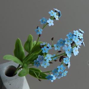 Forget me not clay, Cold porcelain flower bouquet, Real touch flowers,  Realistic flower