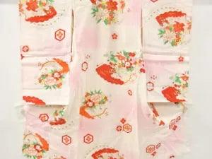 6833471: JAPANESE KIMONO / ANTIQUE SUMMER KIMONO / PEONY & LILY WITH FLOWER