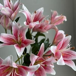 Lily Bouquet -  Lily Stem / Artificial Flower / DIY | Floral / Centerpiece / Wedding / Home Decor / Gifts / Pink