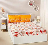 Amazon Brand - Solimo Lily Bloom 144 TC 100% Cotton Double Bedsheet 2 Pillow Cvr