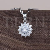 Diamond Sunflower Pendant ? Lucky ? Gift for her ? Boho ? Diamond ? Statement necklace ? Silver necklace ? Minimalist necklace ? Princess