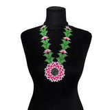 Beaded necklace, Pink flower necklace,  Flower necklace,