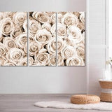 Bouquet | Soft Creamy White Roses Art Canvas Print, Flowers Wall Decor, Contemporary Split Art, Large Wall D¡§?cor For Home Canvas Print