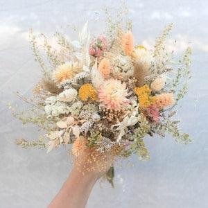 Peach Dream Pink Dried Flowers Bouquet / Preserved Flowers Bouquet / Wedding Bridal bouquet / Natural Greenery Bouquet in Spring color