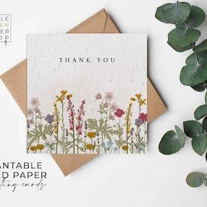 Plantable Flower Seed Paper Cards - Thank You - Congratulations, Friends, Family, Greeting, Gardening, Eco-friendly, Biodegradable
