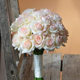 Blush Ivory Roses Bridal Bouquet, Rustic Silk Bridal Bouquet, Real Touch Blush Roses
