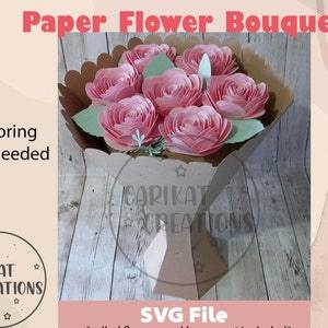 Paper Flower Bouquet with cut lines | Ramo de flores de papel |Vase for paper flowers | Valentines Present | Available DXF file