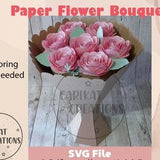 Paper Flower Bouquet with cut lines | Ramo de flores de papel |Vase for paper flowers | Valentines Present | Available DXF file