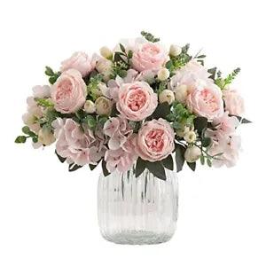 4 Bunches Artificial Flowers Pink Peonies for Decoration Silk Flowers Fake